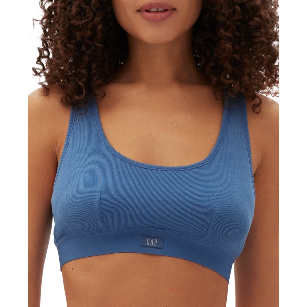 GAP GapBody Women's Ribbed Logo Comfort Bra - True Navy - Size‎ M